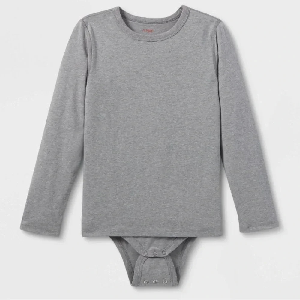 Kids Adaptive Long Sleeve Bodysuit with Abdominal Access - Cat&Jack Gray L 10/12